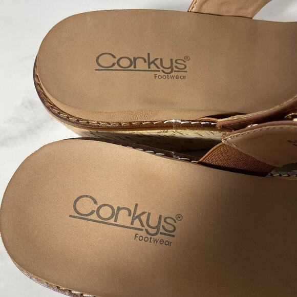 Corky’s BAD HABIT Slide Wedge Sandals Women’s Size 10 Brown Gold Stud Straps NEW - Picture 7 of 12